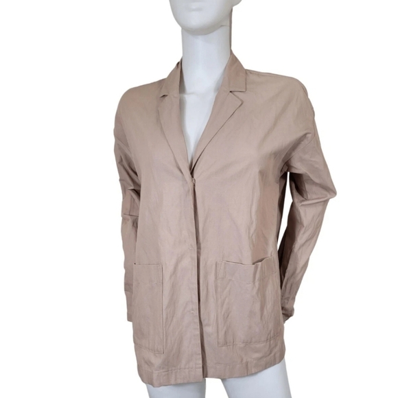 Eileen Fisher Jackets & Blazers - Eileen Fisher Women's Size L Oversized jacket Tan Organic Cotton Blend 01